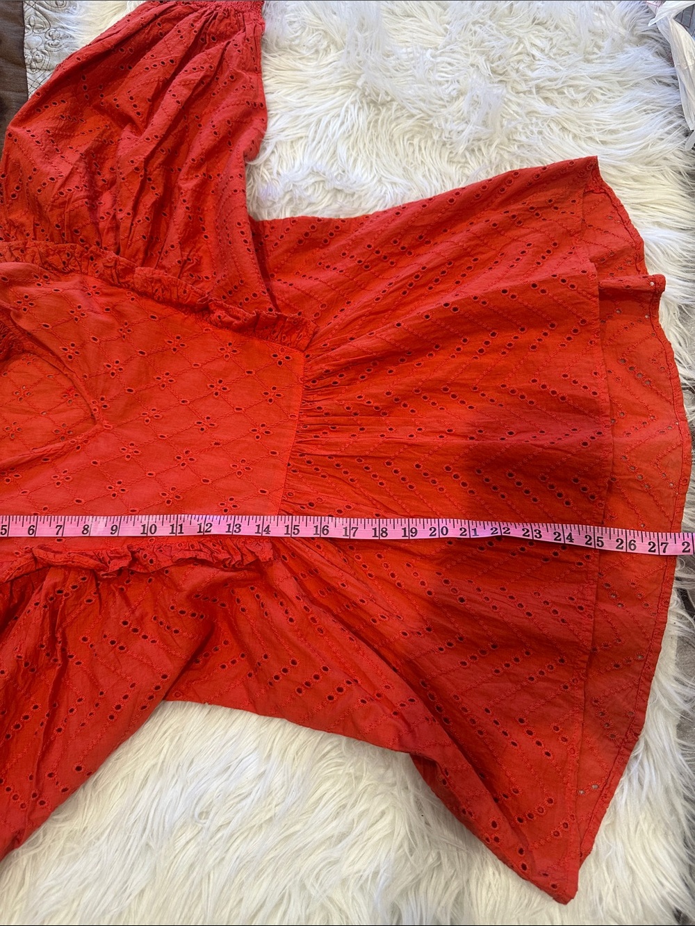 Solitaire Red Eyelet Ruffle Tunic - Picture 3 of 4